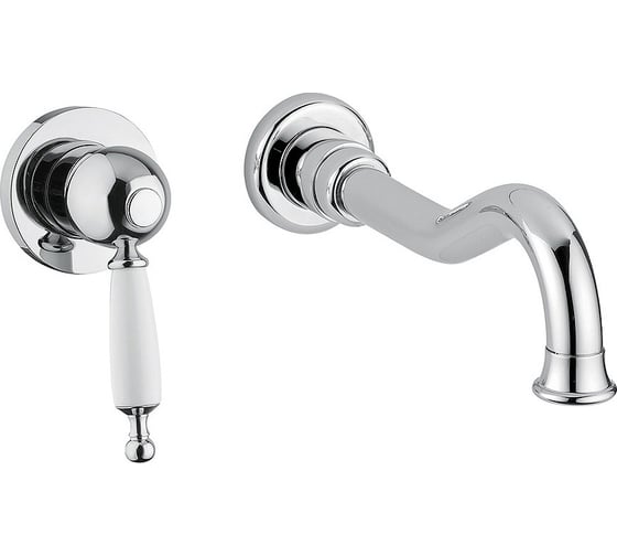 Изображение товара Смеситель для раковины Migliore OXFORD скрытого монтажа, настенный, на 2 отверстия, ручка белая, хром 19132