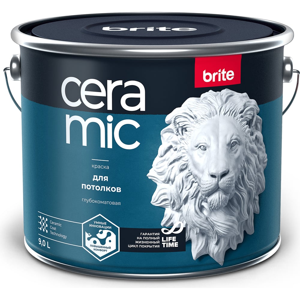 Изображение товара Краска для потолков BRITE CERAMIC база А, ведро 9 л О04582