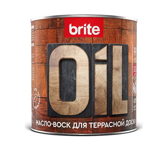 Изображение товара Масло-воск для террасной доски BRITE FLEXX бесцветное, ведро 9 л 217433