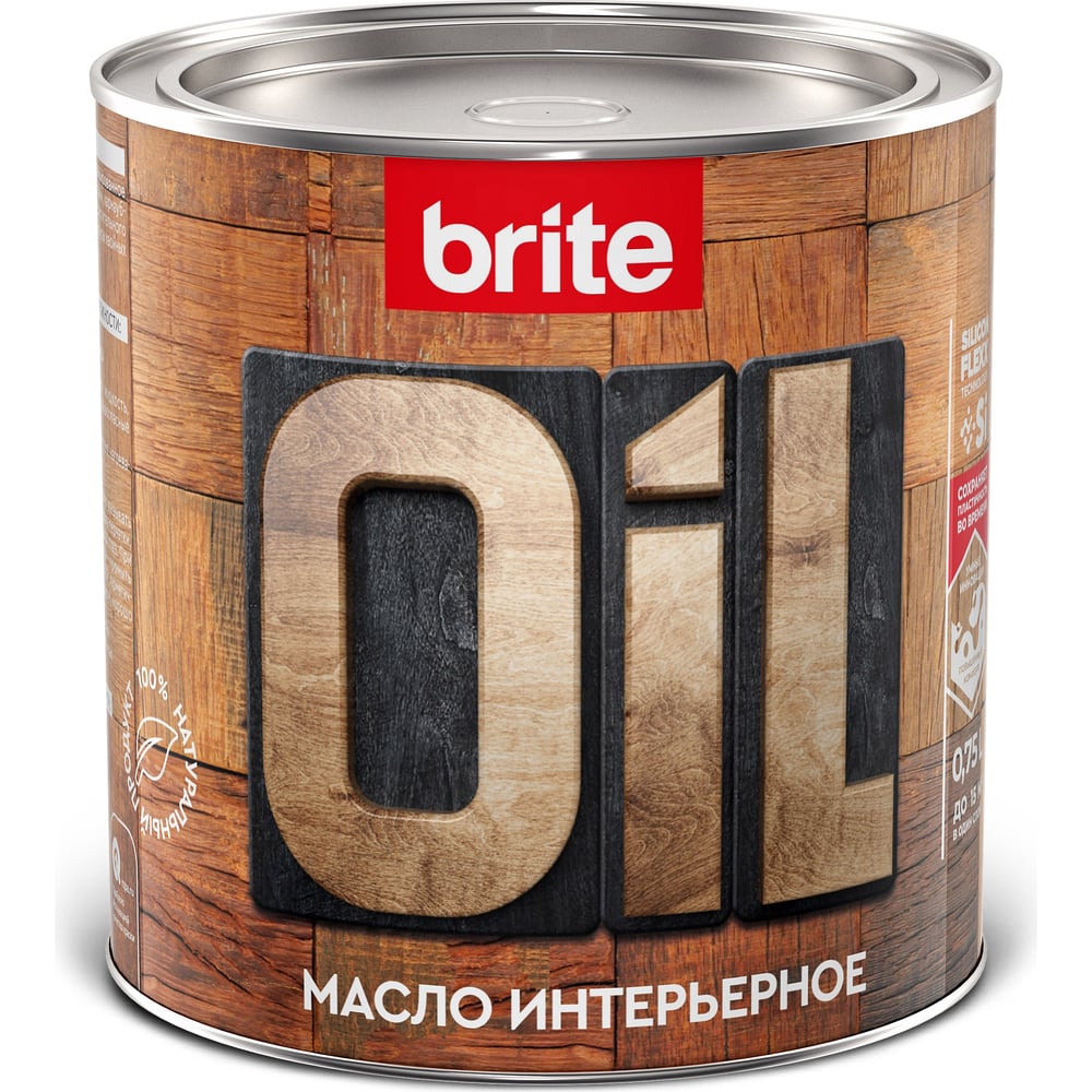 Изображение товара Интерьерное масло BRITE FLEXX бесцветное 0,75 л для внутренних работ