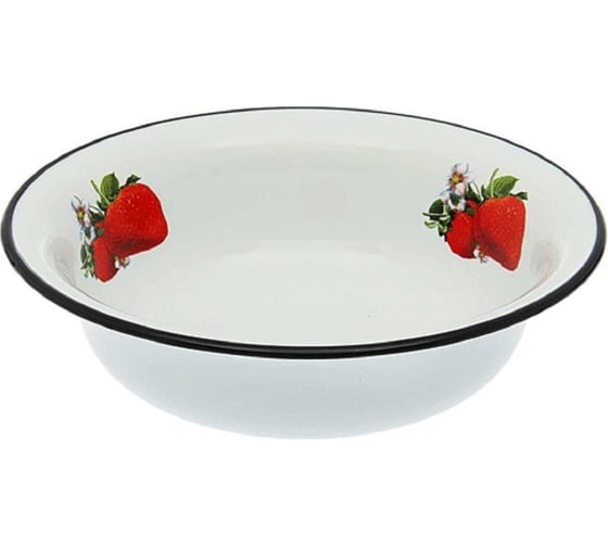 Изображение товара Эмалированная миска Сибирские товары 2 л, декор садовая клубника с0310/59 ПД6295