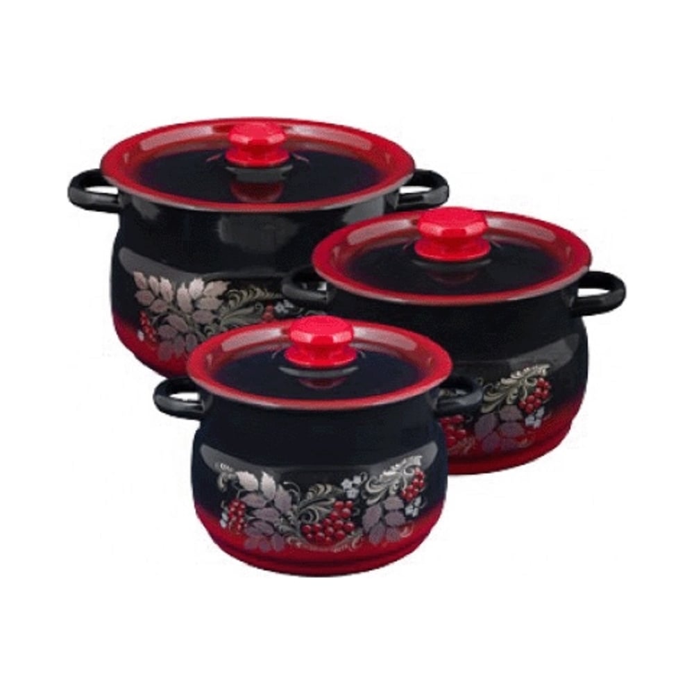 Изображение товара Набор кухонной посуды 14 рябинка из эмалированной стали, 3 предмета