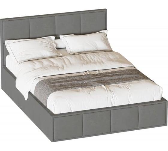 Изображение товара Кровать Мебельград Октавия 1400 стандарт лана серый с ортопедическим основанием на опорах 66215