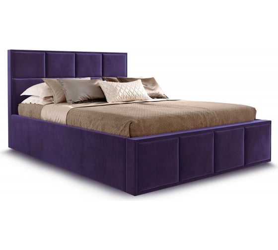 Изображение товара Кровать Мебельград Октавия 1400 стандарт мора фиолетовый вариант 3 с ортопедическим основанием подъемным механизмом и бельевым ящиком 66219