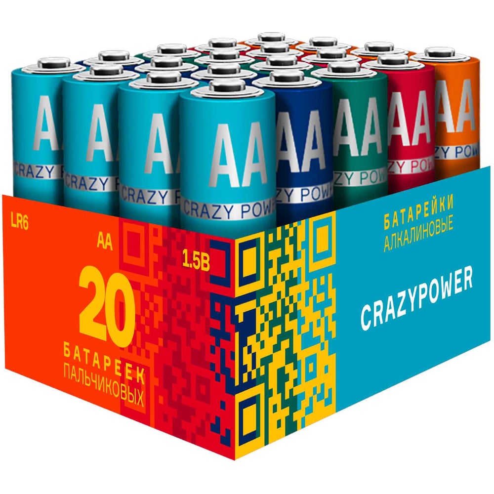 Изображение товара Набор из 20 щелочных батареек AA LR6 1.5В для бытовой техники и игрушек