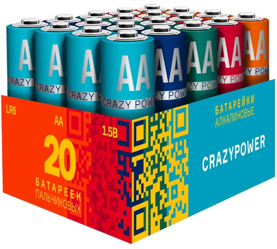 Изображение товара Батарейка элемент питания алкалиновый CRAZYPOWER AA/LR6 1.5В (20 шт упаковка MIX) 5029125