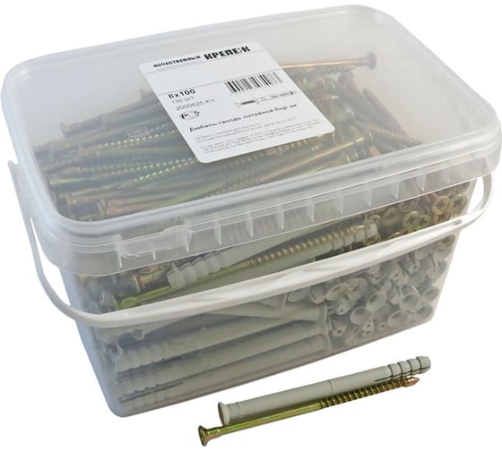 Изображение товара Дюбель-гвоздь Качественный КРЕПЕЖ 8х100 мм потайной бортик 130 шт 2000625 КЧ