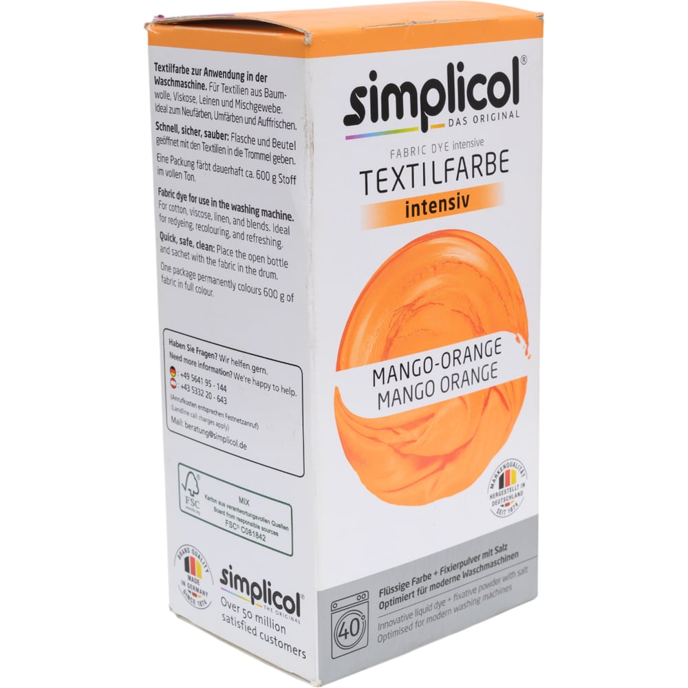 Краска для окрашивания текстиля SIMPLICOL INTENSIV оранжевый 400 г 1802