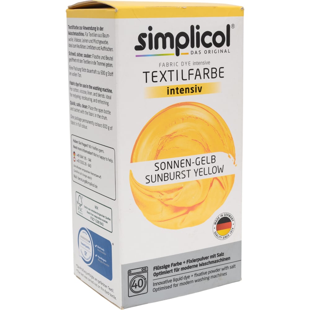 Краска для окрашивания текстиля SIMPLICOL INTENSIV желтый 400 г 1801