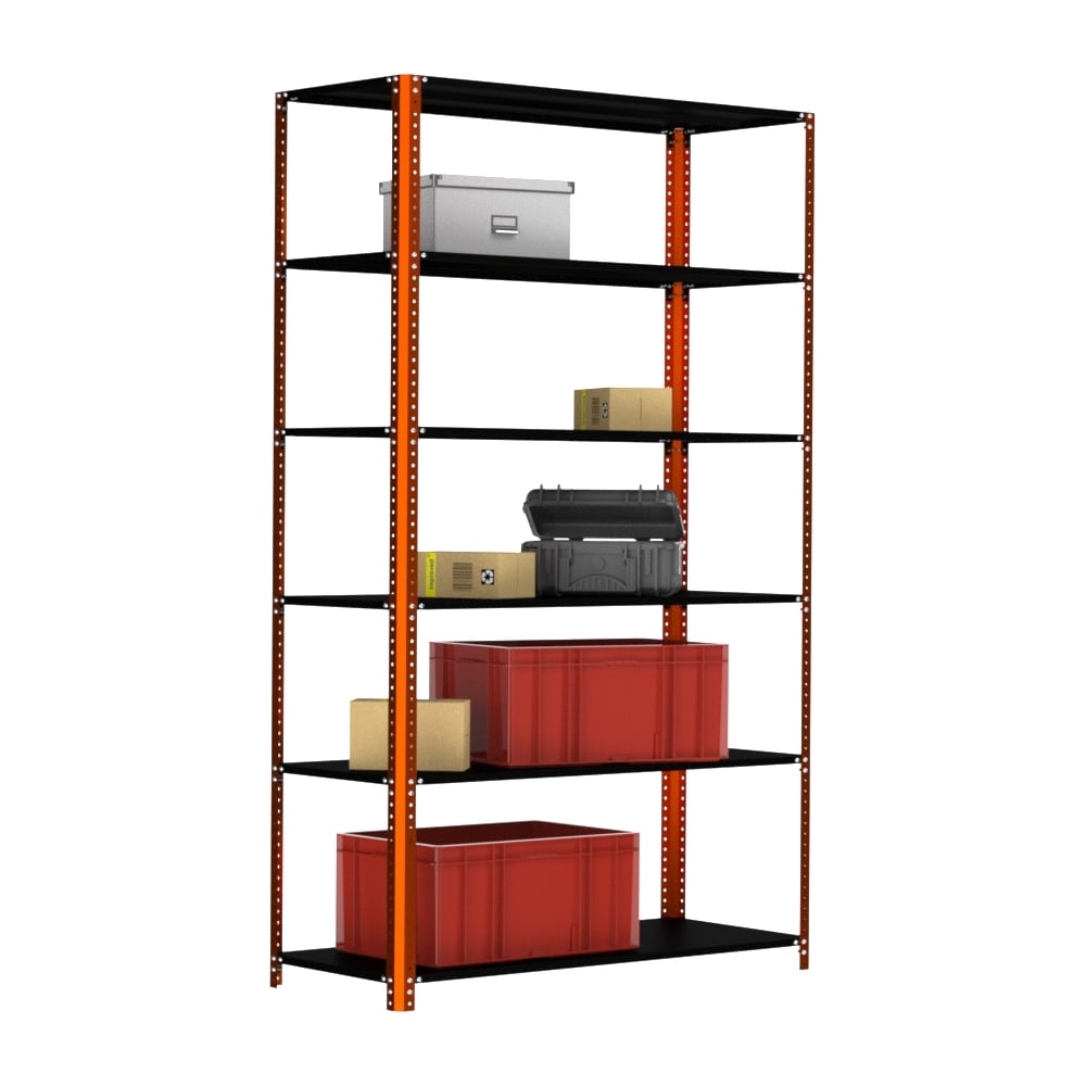 Изображение товара Стеллаж ООО Металекс Metalex AIR 2200x1200x600 мм 6 полок оранжево-чёрный