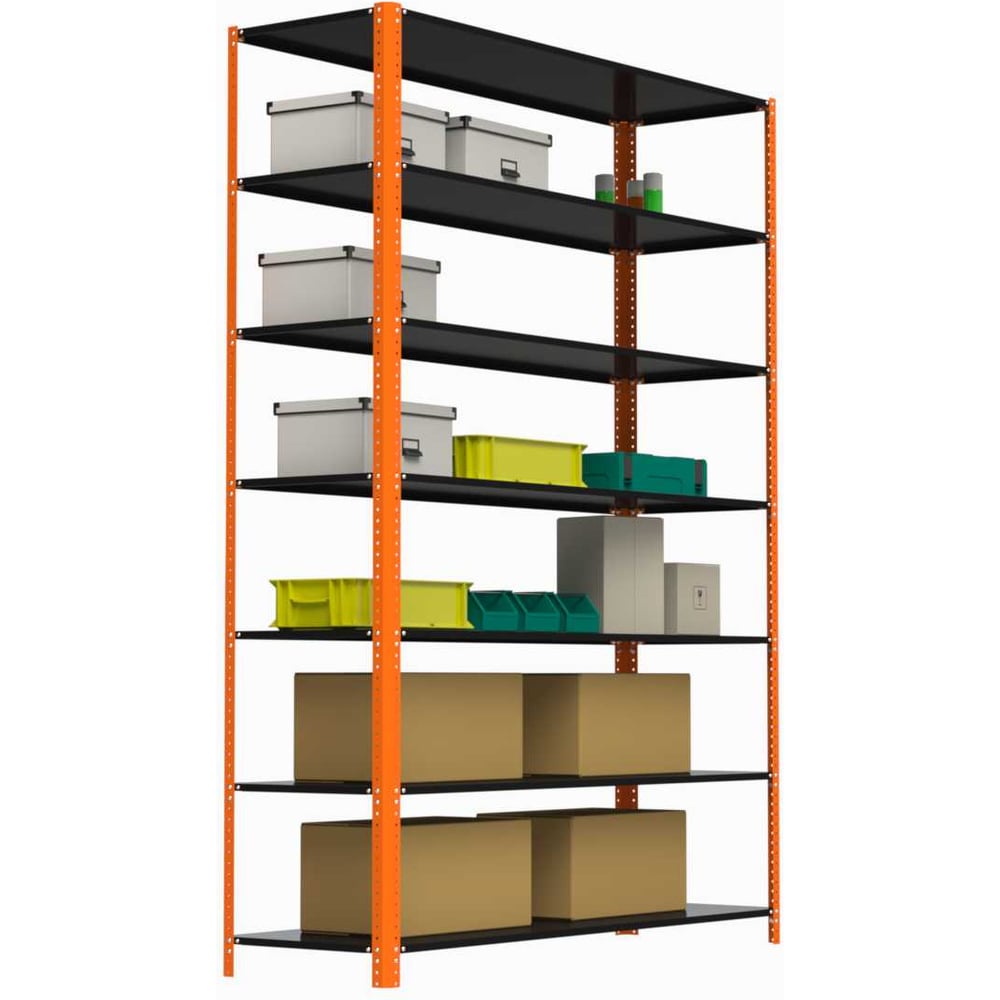 Стеллаж ООО Металекс Metalex AIR 2200x1400x400 мм, 7 полок, оранжево-чёрный SMAOVII221440