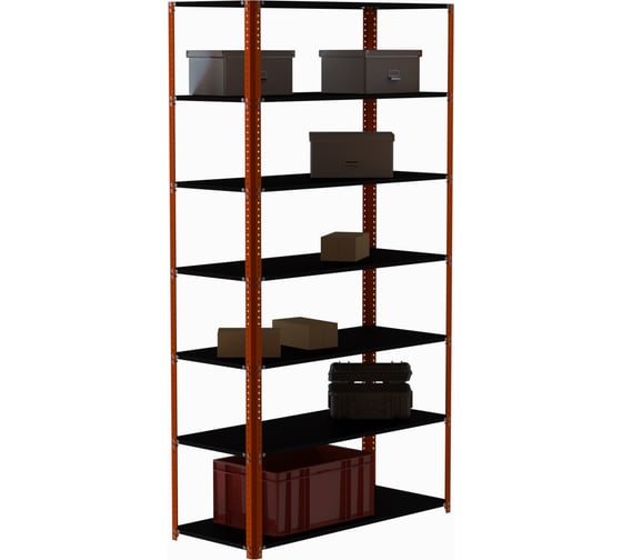 Изображение товара Стеллаж ООО Металекс Metalex AIR 2200x1400x300 мм, 7 полок, оранжево-чёрный SMAOVII221430