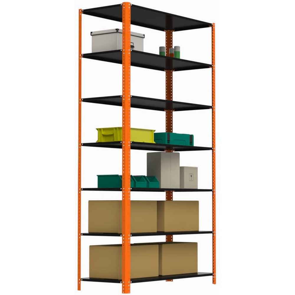 Изображение товара Стеллаж ООО Металекс Metalex AIR 2200x1200x600 мм 7 полок оранжево-чёрный