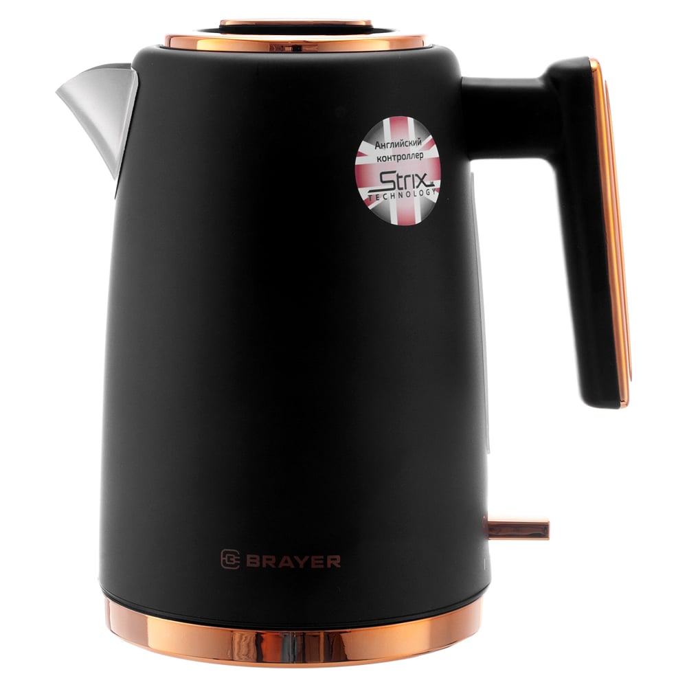 Изображение товара Электрический чайник BRAYER 1054BR 2200 Вт 1.7 л нержавеющая сталь черный золото