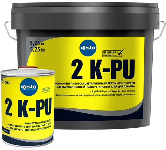 Изображение товара Клей и отвердитель для полиуретанового 2-х компонентного клея для паркета Kesto 2 k-pu, 6 кг 80759