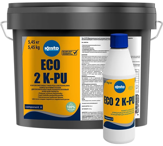 Изображение товара Клей и отвердитель для полиуретанового 2-х компонентного клея для паркета Kesto Eco 2 k-pu 6 кг 81191