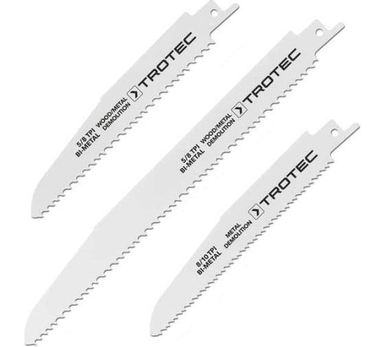 Изображение товара Набор полотен (5 шт.; дерево/металл) для сабельной пилы TROTEC 6215001201