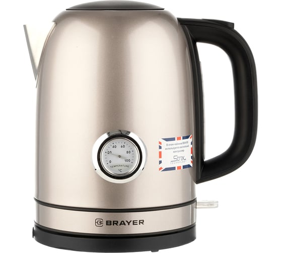 Изображение товара Электрический чайник BRAYER 1050BR 2200 Вт 1,7 л STRIX сталь окрашенная термометр BR1050