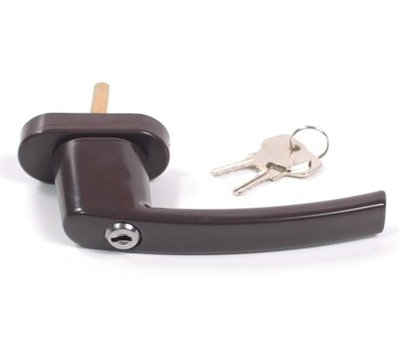 Изображение товара Ручка оконная Tech-Krep/Zitar Vic с замком, металл, шт.ифт 35 мм, коричневый 1 шт. пакет 151699