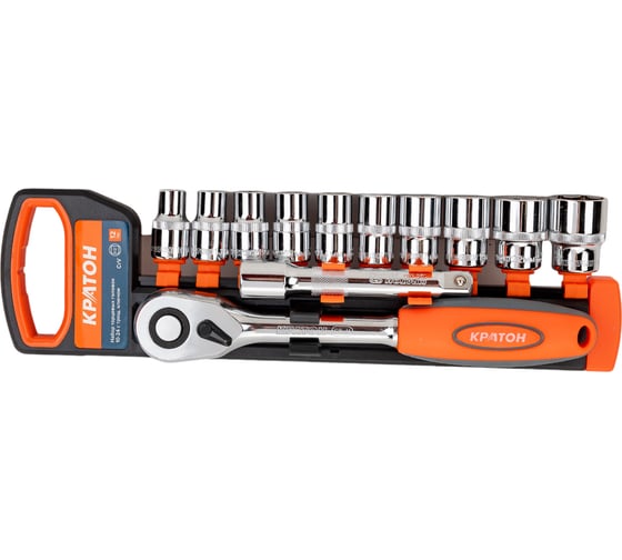 Изображение товара Набор торцевых головок (1/2 дюйма, 10-24 с трещоточным ключом) 12 предметов Кратон 2 28 08 016