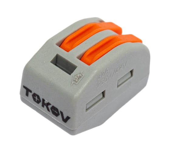 Изображение товара Строительно-монтажная клемма TOKOV ELECTRIC pct-212 с рычагом 2 отверстия (блист.10шт) TKE-PCT-212/BL10