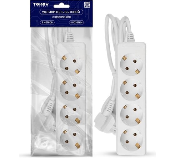 Изображение товара Удлинитель TOKOV ELECTRIC 4x5м с заземл. 16а 3x1 TKE-C01-BU4-5-1-Z