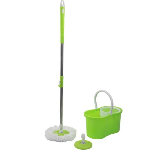 Изображение товара Швабра малая c вращающейся насадкой для мытья пола в комплекте с ведром для отжима цвет зеленый WMC TOOLS WMS Tools WMC-19/green/(52356)