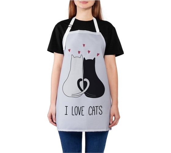 Изображение товара Кухонный фартук JOYARTY Люблю котов, универсальный размер для женщин и мужчин ap_423847