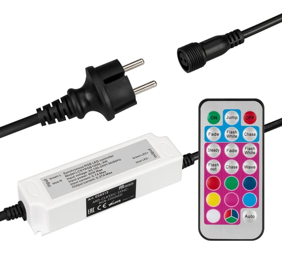 Изображение товара Контроллер Ardecoled ARD-CLASSIC-SYNC-RGB-1000LED Black (230V, 80W, RF ПДУ) (Закрытый) 028212