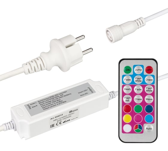 Изображение товара Контроллер Ardecoled ARD-CLASSIC-SYNC-RGB-1000LED White (230V, 80W, RF ПДУ) (Закрытый) 028213