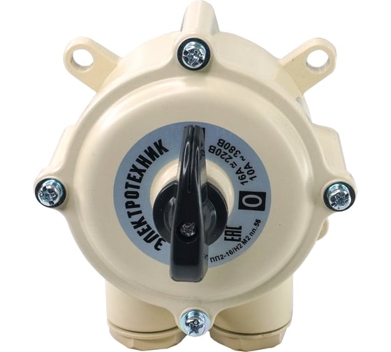 Изображение товара Пакетный переключатель Электротехник ПП 2-16/Н2 М2 пл. 56 (16А, пластмассовый корпус, IP56), ET001823