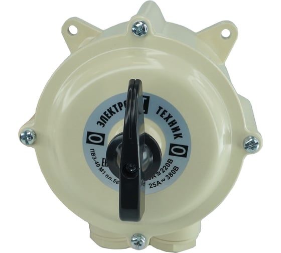 Изображение товара Пакетный выключатель Электротехник ПВ 3-40 М1 пл. 56 (40А, пластмассовый корпус, IP56), ET001716
