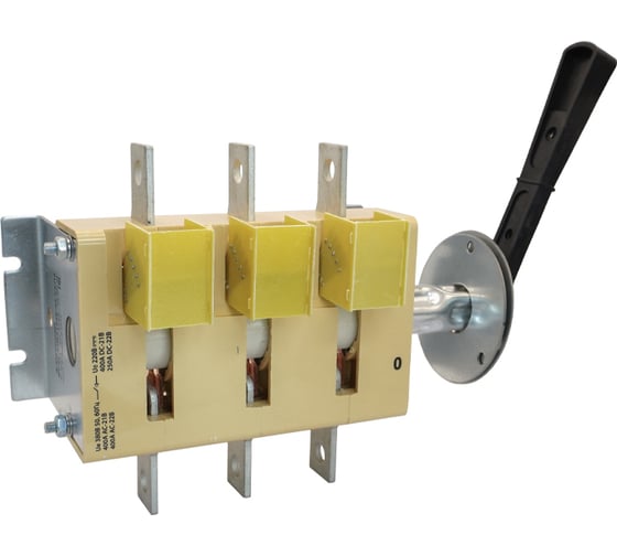 Изображение товара Выключатель-разъединитель Электротехник ВР32-37 В 31250-32 УХЛ3, 400А, съемная боковая смещенная рукоятка, 3-х полюсный на одно направление, с дугогасительными камерами, IP32, ET010236
