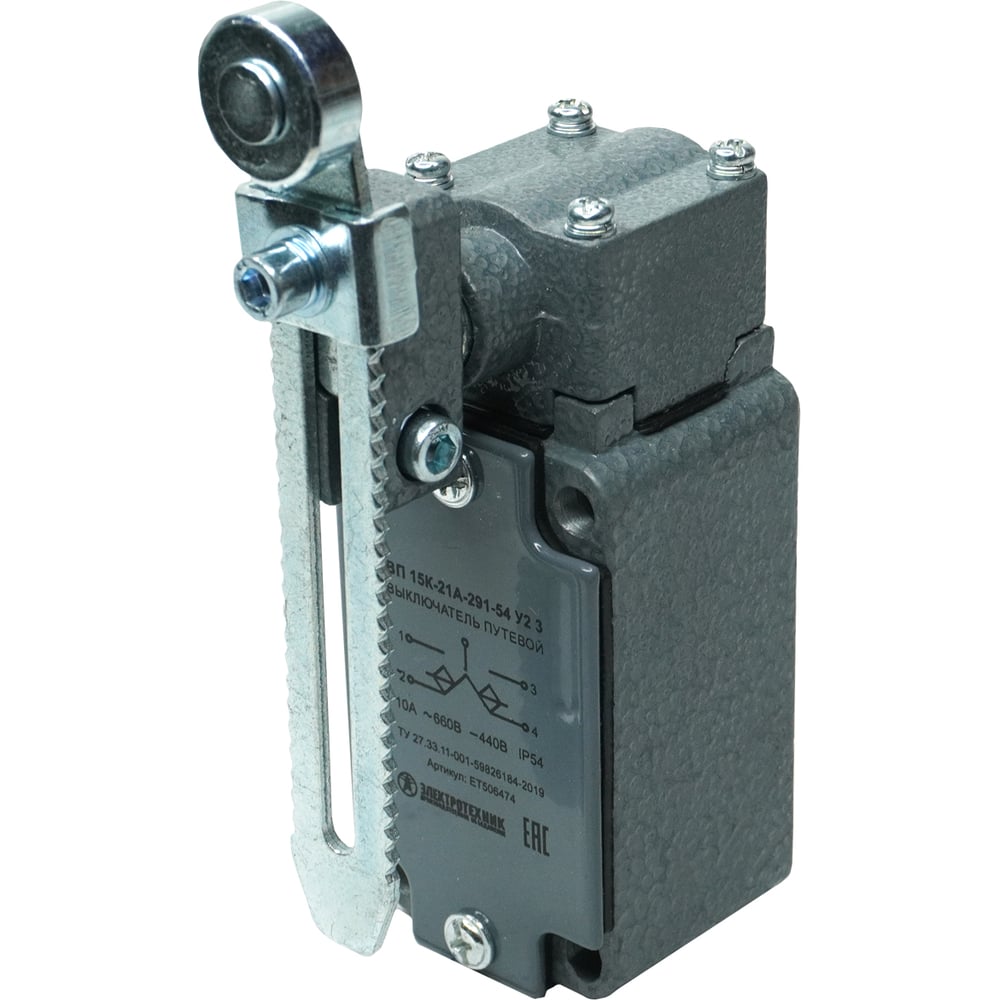 Изображение товара Путевой выключатель Электротехник ВП 15К-21А-291-54 У2.3 с роликом IP54