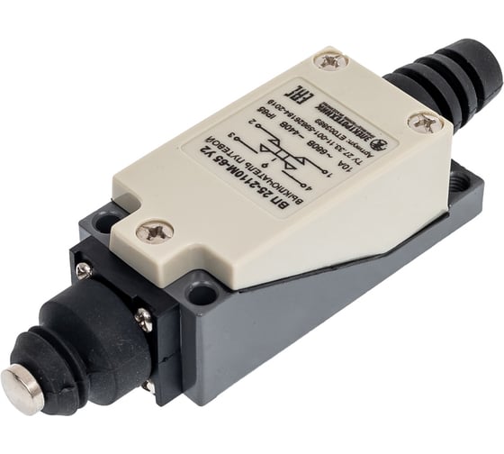 Изображение товара Путевой выключатель Электротехник ВП 25-2110М-65 У2, толкатель, 1з и 1р, безинерционный, 21x56 мм, 3А, IP65, ET003889