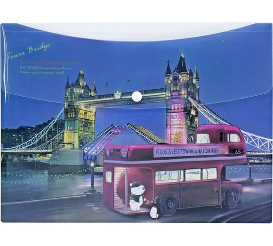 Изображение товара Папка-конверт COMIX География на кнопке А4 Великобритания Тауэрский мост A7580 UT