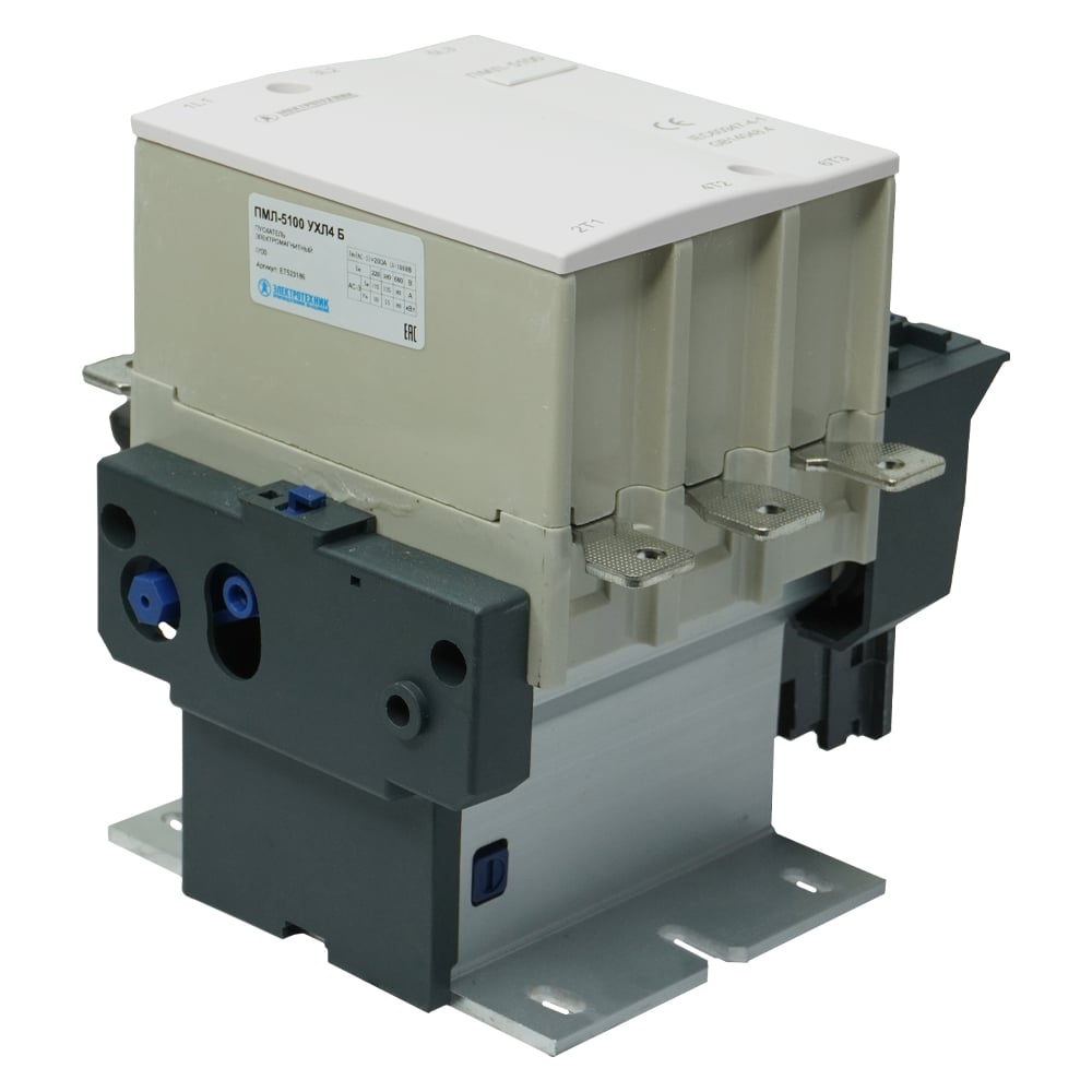 Изображение товара Электромагнитный пускатель Электротехник ПМЛ-5100 УХЛ4 Б, 220В/50Гц, 1з, 125А, нереверсивный, без реле, IP00, ET523186