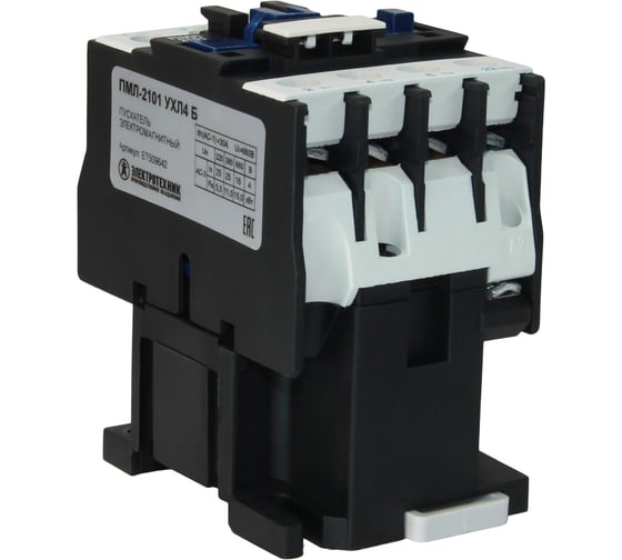Изображение товара Электромагнитный пускатель Электротехник ПМЛ-2101 УХЛ4 Б, 220В/50Гц, 1р, 25А, нереверсивный, без реле, IP00, ET509642