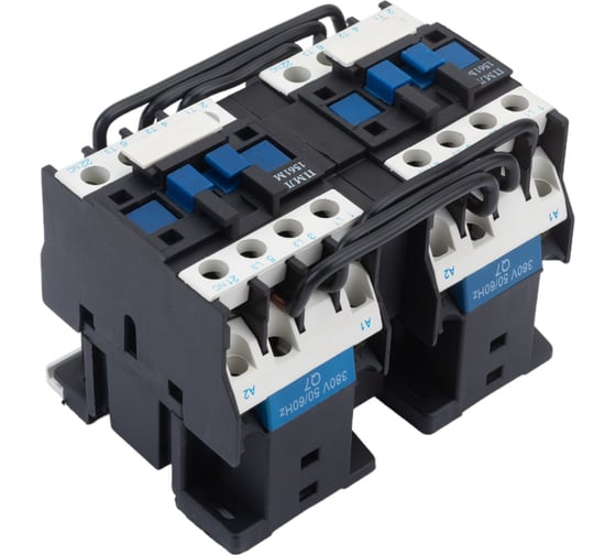 Изображение товара Электромагнитный пускатель Электротехник ПМЛ-1501 УХЛ4 Б, 380В/50Гц, 2р, 10А, реверсивный, без реле, IP00, ET515395