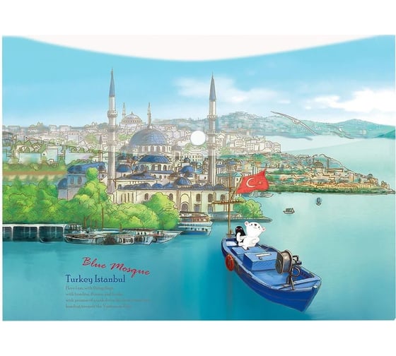 Изображение товара Папка-конверт COMIX География на кнопке А4 Турция A7580 IT