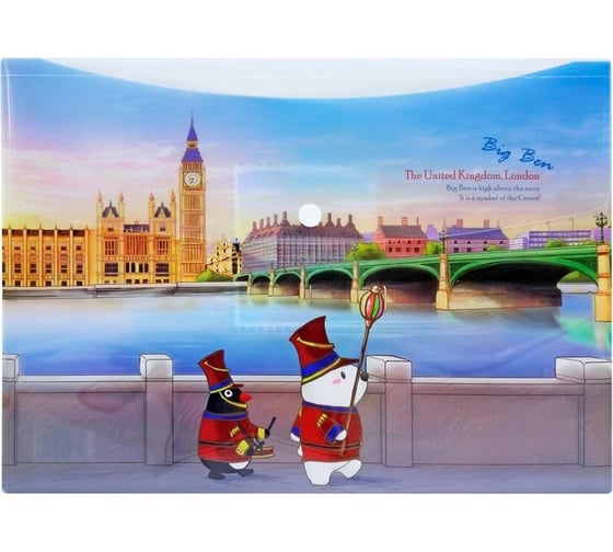Изображение товара Папка-конверт COMIX География на кнопке А5 Великобритания Биг-Бен 12 шт в упаковке A1854 UB