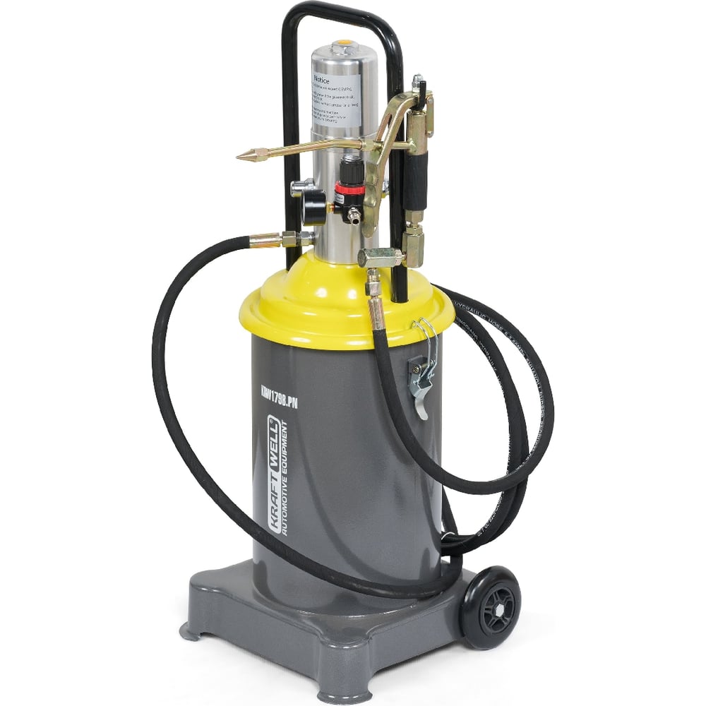 Изображение товара Мобильный нагнетатель солидола KraftWell KRW1798.PN пневмопривод с колесами Изображение товара Мобильный нагнетатель солидола KraftWell KRW1798.PN пневмопривод с колесами