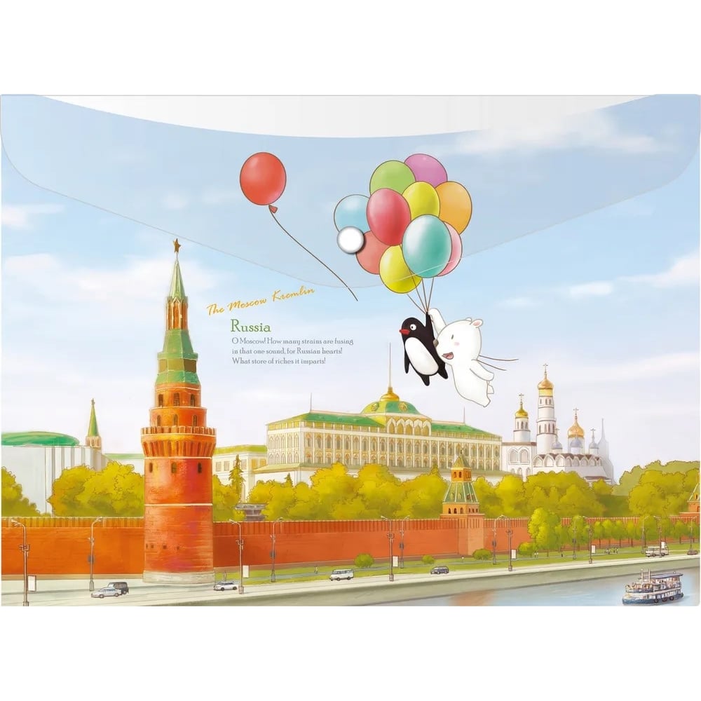 Папка-конверт COMIX География на кнопке А5 Москва Кремль 12 шт в упаковке A1854 MK