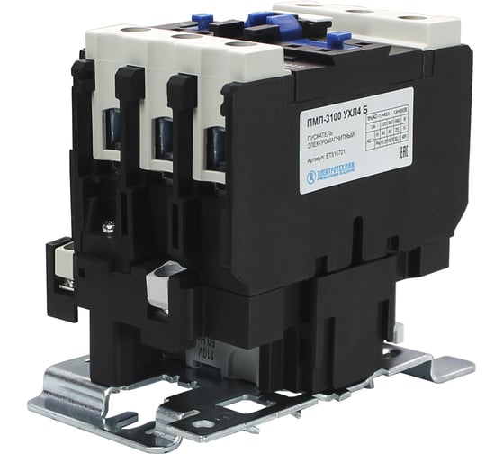 Изображение товара Электромагнитный пускатель Электротехник ПМЛ-3100 УХЛ4 Б, 110В/50Гц, 1р и 1з, 40А, нереверсивный, без реле, IP00 ET516721