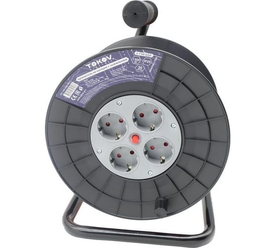 Изображение товара Удлинитель на катушке TOKOV ELECTRIC 4x30м с заземл. 6а ip20 3x0.75 TKE-SK30-075-Z