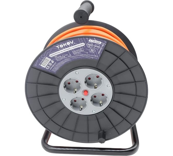Изображение товара Удлинитель на катушке TOKOV ELECTRIC 4x50м с заземл. 16а ip20 3x1.5 TKE-SK50-15-Z