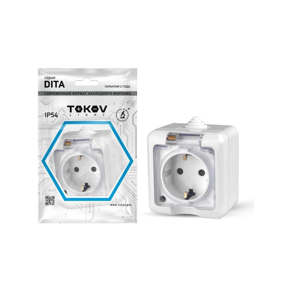 Изображение товара Розетка силовая TOKOV ELECTRIC 16А IP54 для наружных и внутренних работ