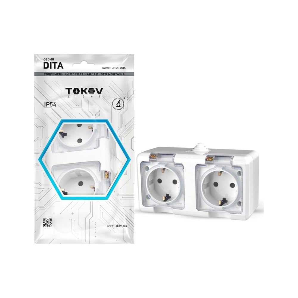 Изображение товара Розетка 2-м TOKOV ELECTRIC IP54 для наружных и внутренних работ