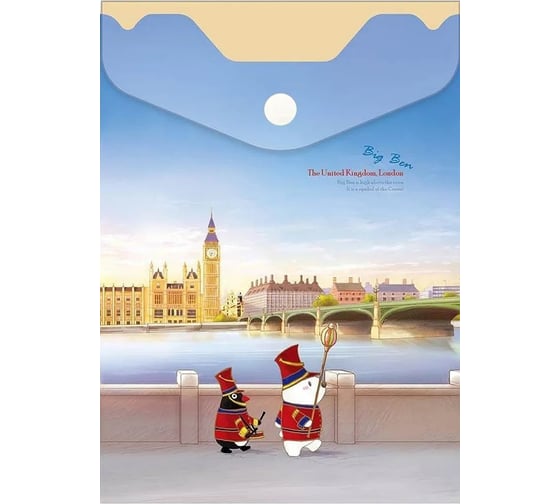 Изображение товара Папка-конверт COMIX География на кнопке А6 Великобритания Биг-Бен 12 шт в упаковке A1856 UB
