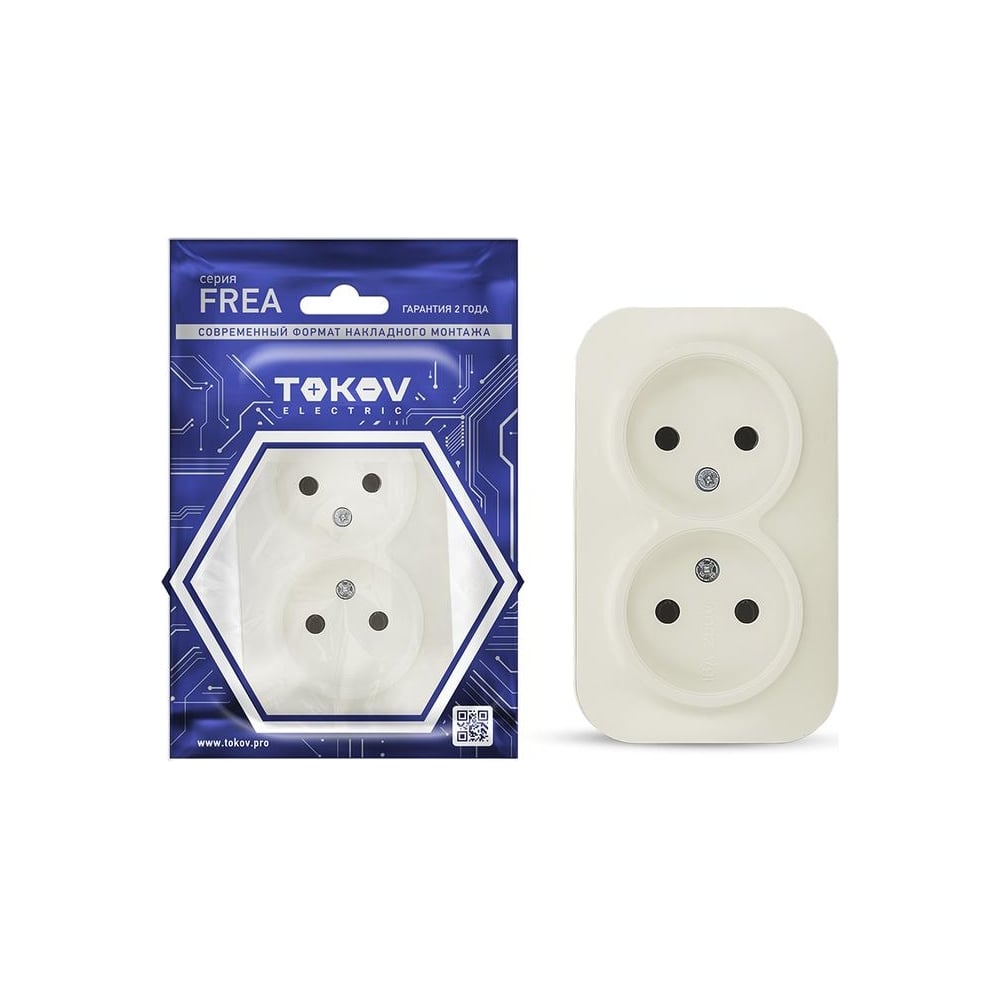 Изображение товара Розетка силовая TOKOV ELECTRIC 2-гнезда IP20 250V 16А в сборе